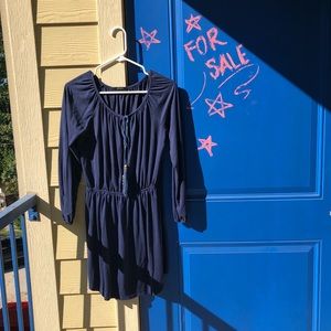 Navy blue mini summer dress w/beads